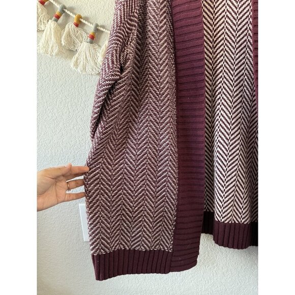 Lane Bryant Jacquard Longline Open Front Cardigan In Maroon Cozy NWT 18/20 - Picture 4 of 10